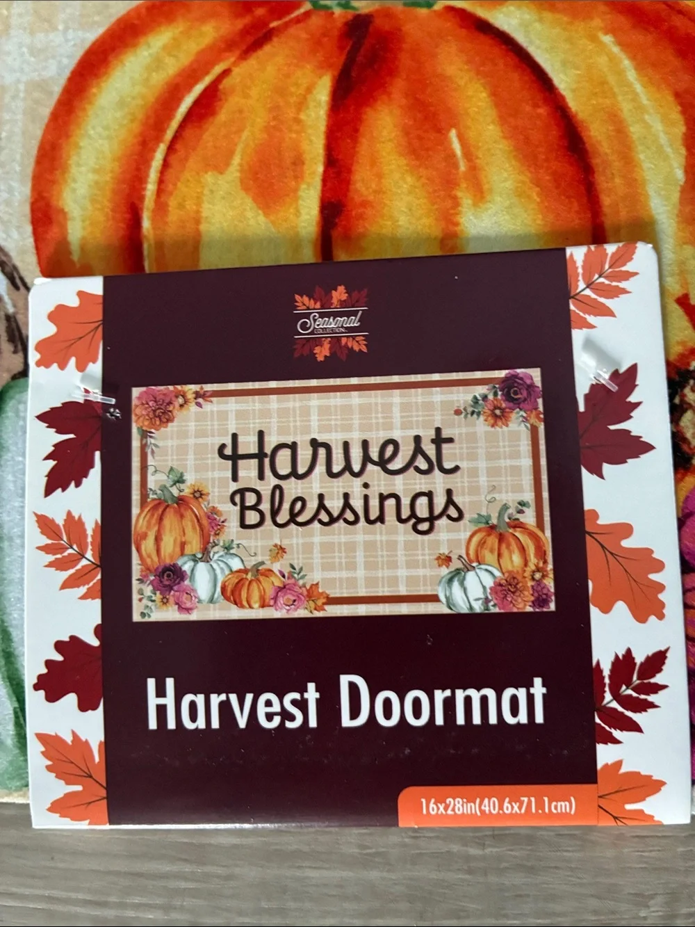 NWT- Harvest Blessings- Fall Doormat with Anti Skid Rubber Back 16x28